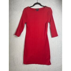 Ralph By Ralph Lauren Womens Size M Red 3/4 Sleeve Dress Tie Shoulder Detail